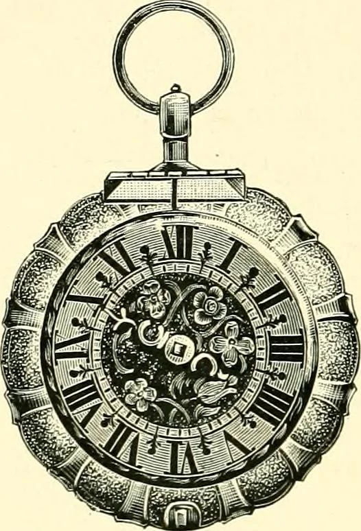 An illustration from Old clocks and watches & their makers, being an historical and descriptive account of the different styles of clocks and watches of the past, in England and abroad, to which is added a list of ten thousand makers, 1904, leaf 181