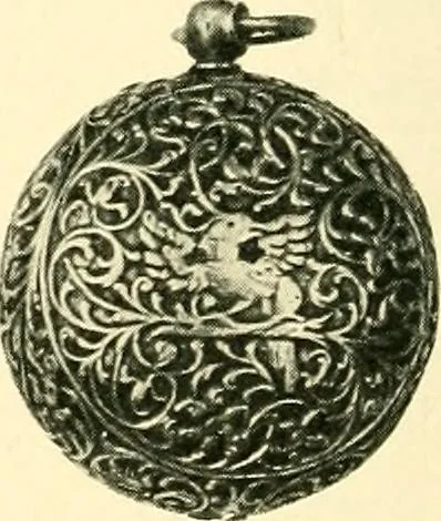 An illustration from Old clocks and watches & their makers, being an historical and descriptive account of the different styles of clocks and watches of the past, in England and abroad, to which is added a list of ten thousand makers, 1904, leaf 181