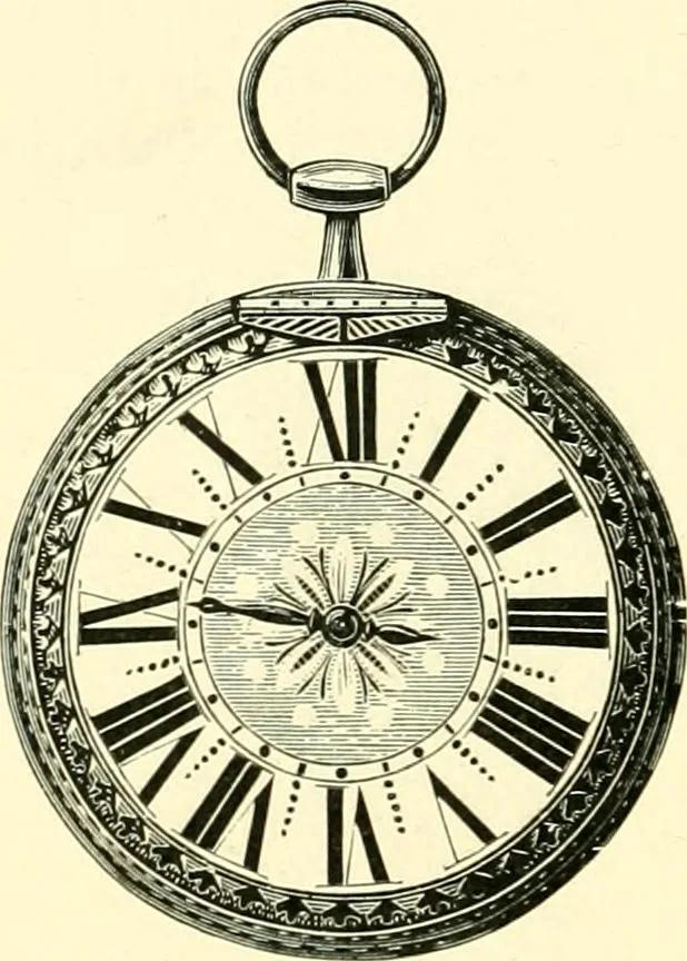 An illustration from Old clocks and watches & their makers, being an historical and descriptive account of the different styles of clocks and watches of the past, in England and abroad, to which is added a list of ten thousand makers, 1904, leaf 189