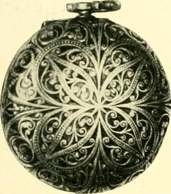 An illustration from Old clocks and watches & their makers, being an historical and descriptive account of the different styles of clocks and watches of the past, in England and abroad, to which is added a list of ten thousand makers, 1904, leaf 190