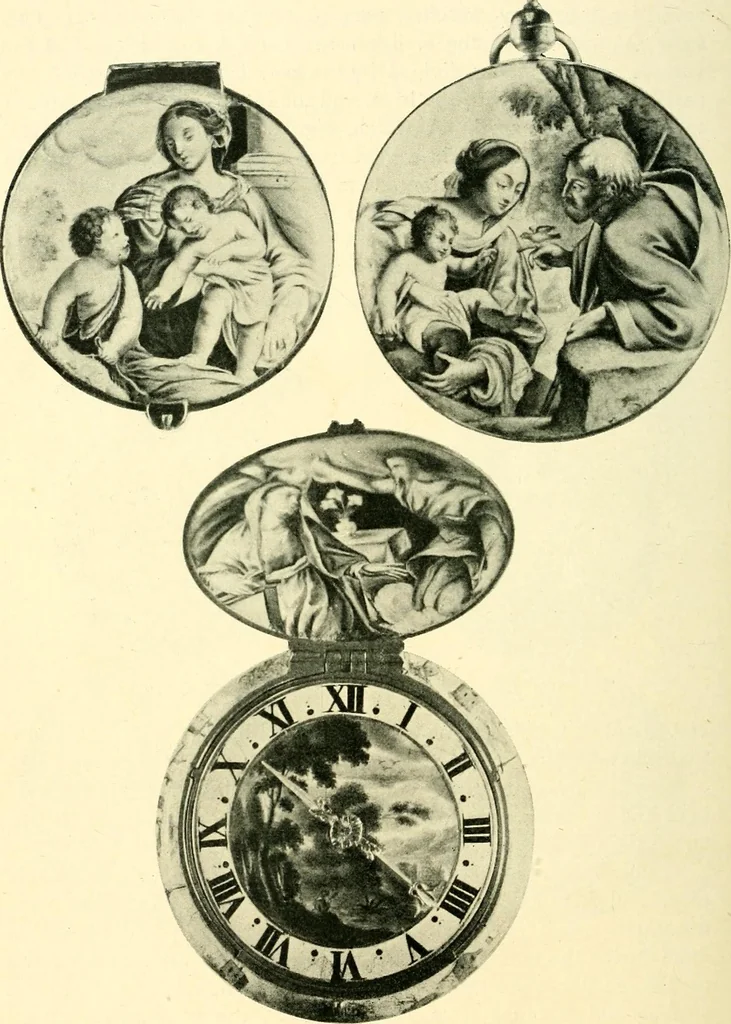 An illustration from Old clocks and watches & their makers, being an historical and descriptive account of the different styles of clocks and watches of the past, in England and abroad, to which is added a list of ten thousand makers, 1904, leaf 191