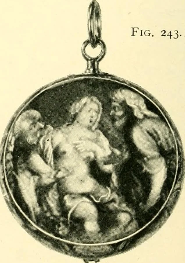 An illustration from Old clocks and watches & their makers, being an historical and descriptive account of the different styles of clocks and watches of the past, in England and abroad, to which is added a list of ten thousand makers, 1904, leaf 199