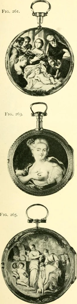 An illustration from Old clocks and watches & their makers, being an historical and descriptive account of the different styles of clocks and watches of the past, in England and abroad, to which is added a list of ten thousand makers, 1904, leaf 206