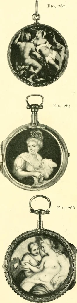 An illustration from Old clocks and watches & their makers, being an historical and descriptive account of the different styles of clocks and watches of the past, in England and abroad, to which is added a list of ten thousand makers, 1904, leaf 206