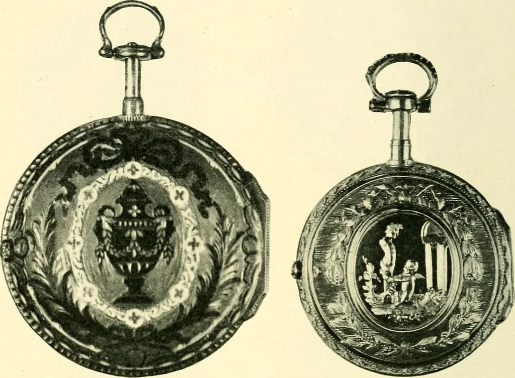 An illustration from Old clocks and watches & their makers, being an historical and descriptive account of the different styles of clocks and watches of the past, in England and abroad, to which is added a list of ten thousand makers, 1904, leaf 207
