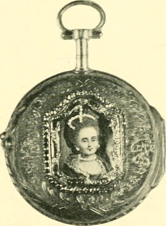 An illustration from Old clocks and watches & their makers, being an historical and descriptive account of the different styles of clocks and watches of the past, in England and abroad, to which is added a list of ten thousand makers, 1904, leaf 208