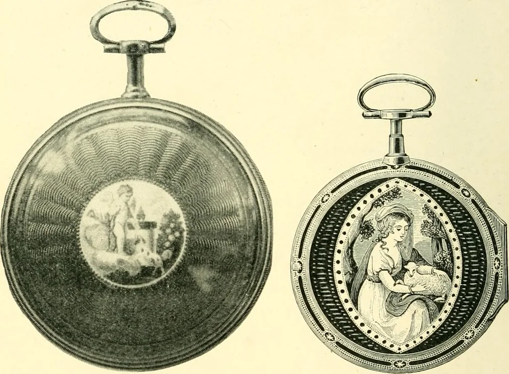 An illustration from Old clocks and watches & their makers, being an historical and descriptive account of the different styles of clocks and watches of the past, in England and abroad, to which is added a list of ten thousand makers, 1904, leaf 209
