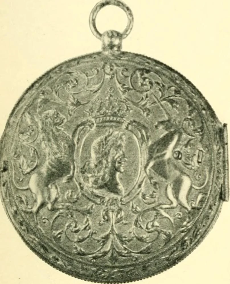 An illustration from Old clocks and watches & their makers, being an historical and descriptive account of the different styles of clocks and watches of the past, in England and abroad, to which is added a list of ten thousand makers, 1904, leaf 214