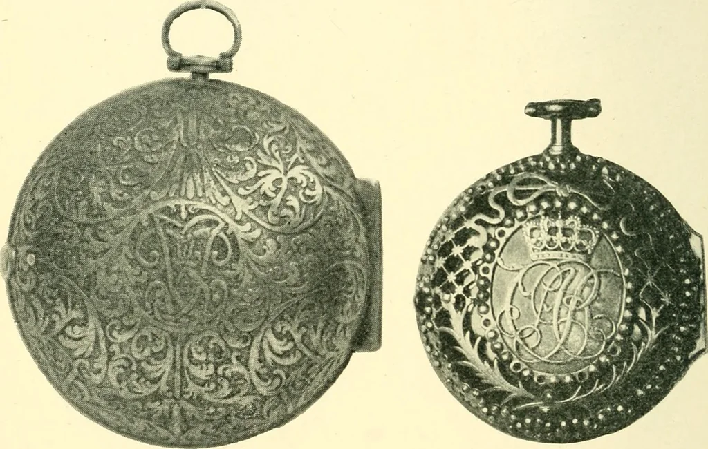 An illustration from Old clocks and watches & their makers, being an historical and descriptive account of the different styles of clocks and watches of the past, in England and abroad, to which is added a list of ten thousand makers, 1904, leaf 219