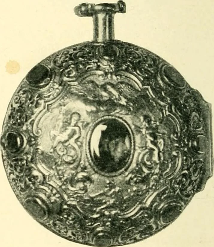 An illustration from Old clocks and watches & their makers, being an historical and descriptive account of the different styles of clocks and watches of the past, in England and abroad, to which is added a list of ten thousand makers, 1904, leaf 221