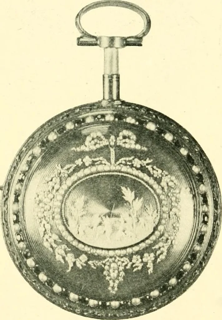 An illustration from Old clocks and watches & their makers, being an historical and descriptive account of the different styles of clocks and watches of the past, in England and abroad, to which is added a list of ten thousand makers, 1904, leaf 223