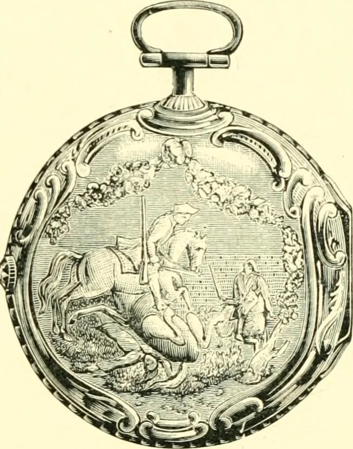 An illustration from Old clocks and watches & their makers, being an historical and descriptive account of the different styles of clocks and watches of the past, in England and abroad, to which is added a list of ten thousand makers, 1904, leaf 228