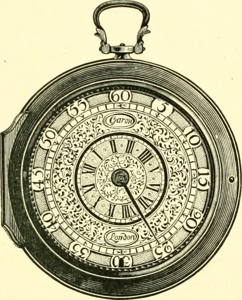 An illustration from Old clocks and watches & their makers, being an historical and descriptive account of the different styles of clocks and watches of the past, in England and abroad, to which is added a list of ten thousand makers, 1904, leaf 240