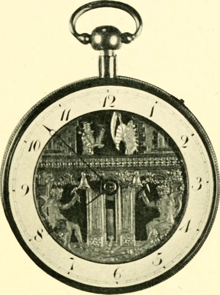 An illustration from Old clocks and watches & their makers, being an historical and descriptive account of the different styles of clocks and watches of the past, in England and abroad, to which is added a list of ten thousand makers, 1904, leaf 248