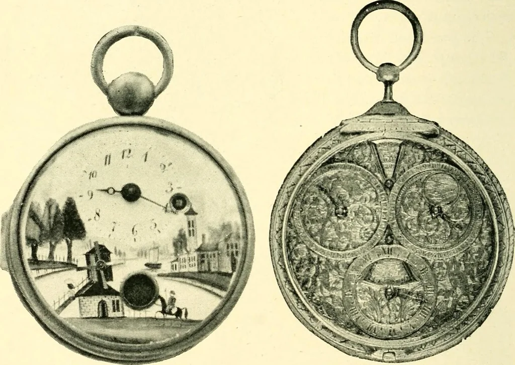 An illustration from Old clocks and watches & their makers, being an historical and descriptive account of the different styles of clocks and watches of the past, in England and abroad, to which is added a list of ten thousand makers, 1904, leaf 249