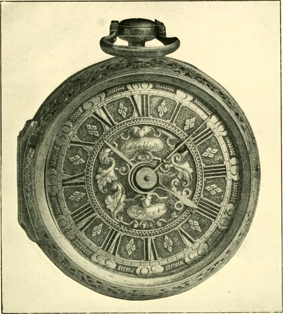 An illustration from Old clocks and watches & their makers, being an historical and descriptive account of the different styles of clocks and watches of the past, in England and abroad, to which is added a list of ten thousand makers, 1904, leaf 254