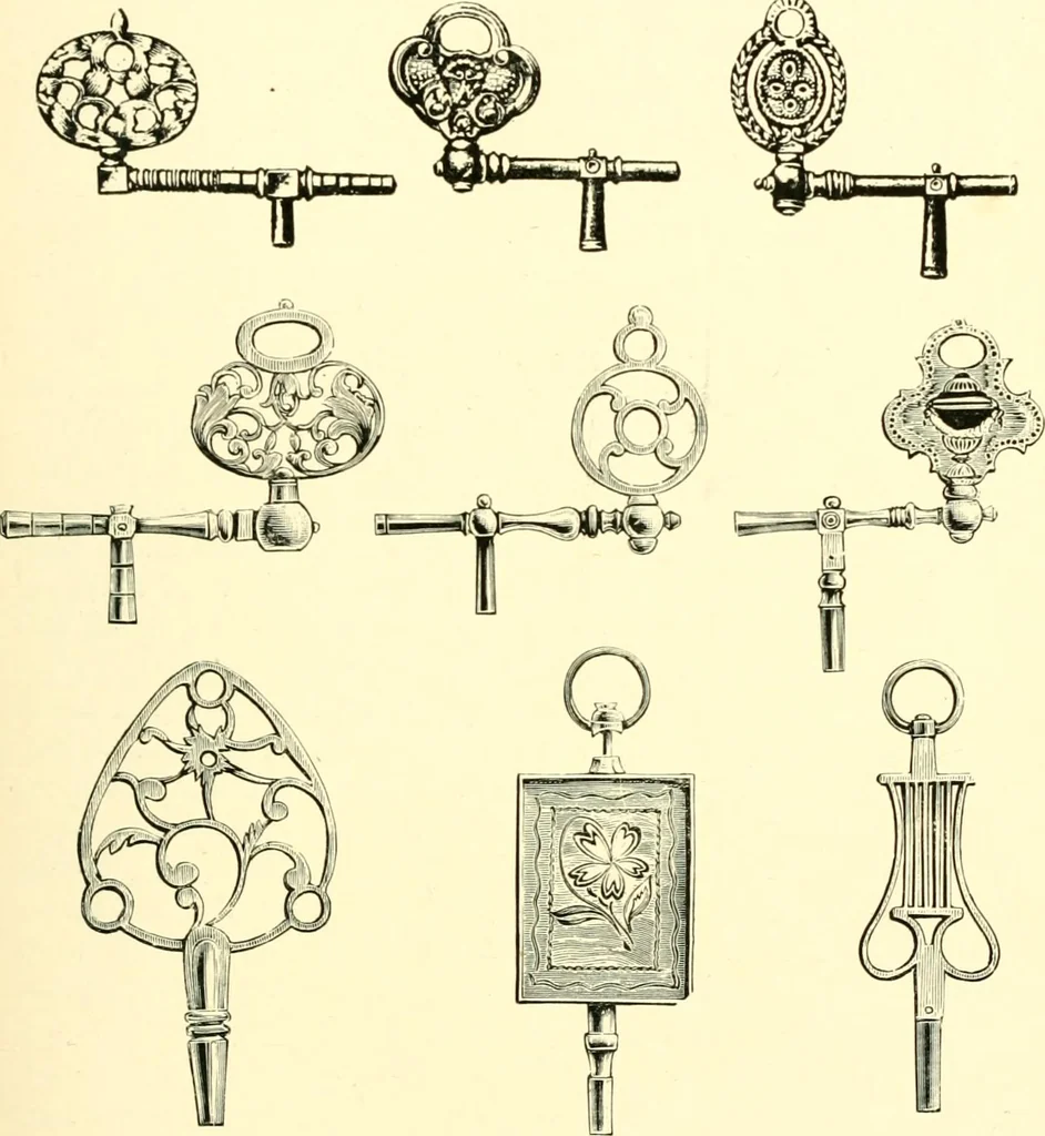 An illustration from Old clocks and watches & their makers, being an historical and descriptive account of the different styles of clocks and watches of the past, in England and abroad, to which is added a list of ten thousand makers, 1904, leaf 258