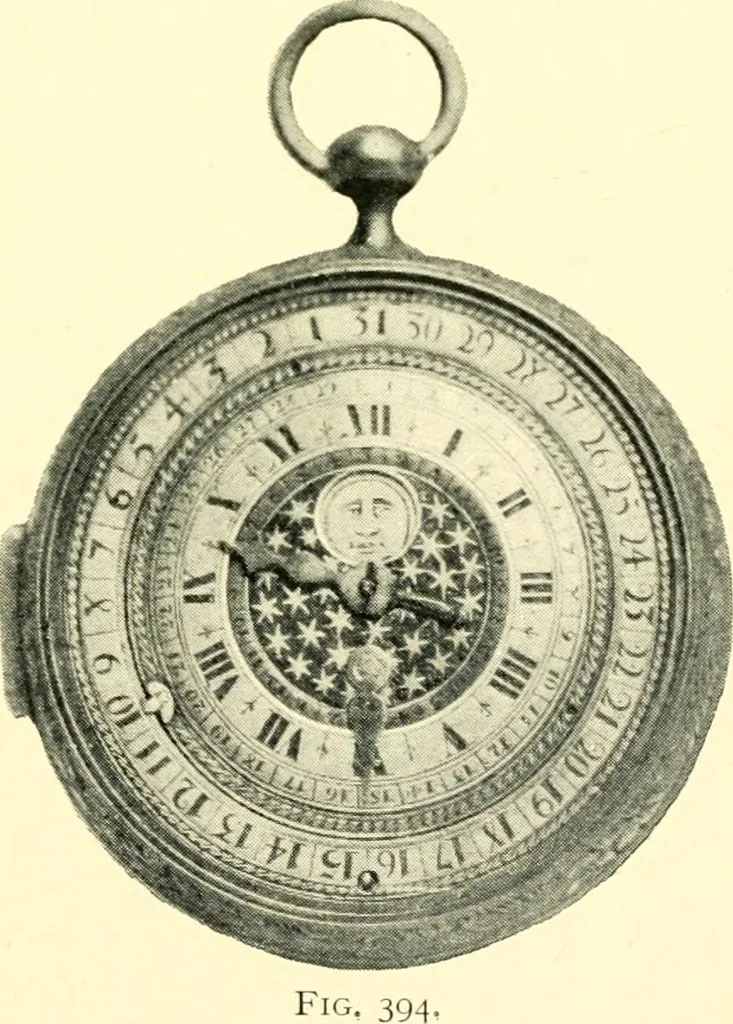 An illustration from Old clocks and watches & their makers, being an historical and descriptive account of the different styles of clocks and watches of the past, in England and abroad, to which is added a list of ten thousand makers, 1904, leaf 266