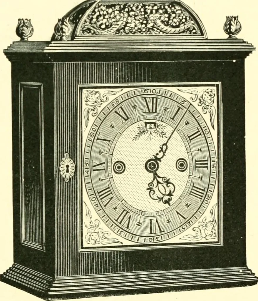 An illustration from Old clocks and watches & their makers, being an historical and descriptive account of the different styles of clocks and watches of the past, in England and abroad, to which is added a list of ten thousand makers, 1904, leaf 282