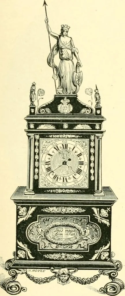 An illustration from Old clocks and watches & their makers, being an historical and descriptive account of the different styles of clocks and watches of the past, in England and abroad, to which is added a list of ten thousand makers, 1904, leaf 288