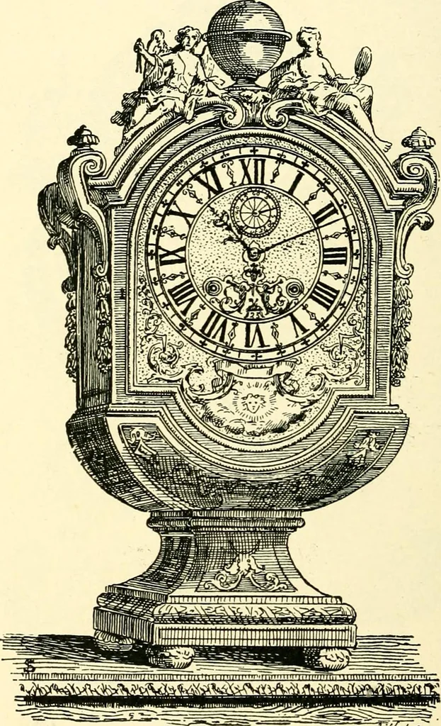 An illustration from Old clocks and watches & their makers, being an historical and descriptive account of the different styles of clocks and watches of the past, in England and abroad, to which is added a list of ten thousand makers, 1904, leaf 399