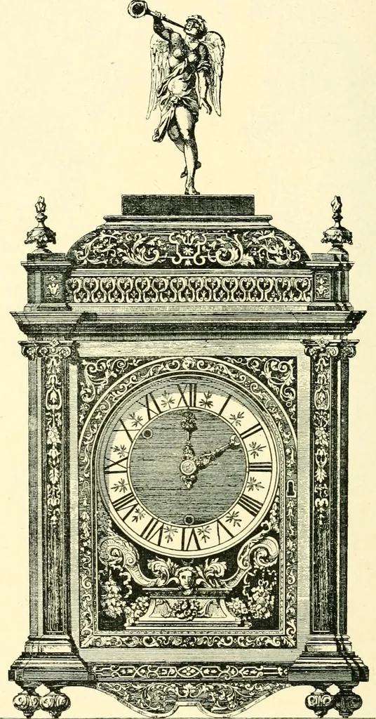 An illustration from Old clocks and watches & their makers, being an historical and descriptive account of the different styles of clocks and watches of the past, in England and abroad, to which is added a list of ten thousand makers, 1904, leaf 403