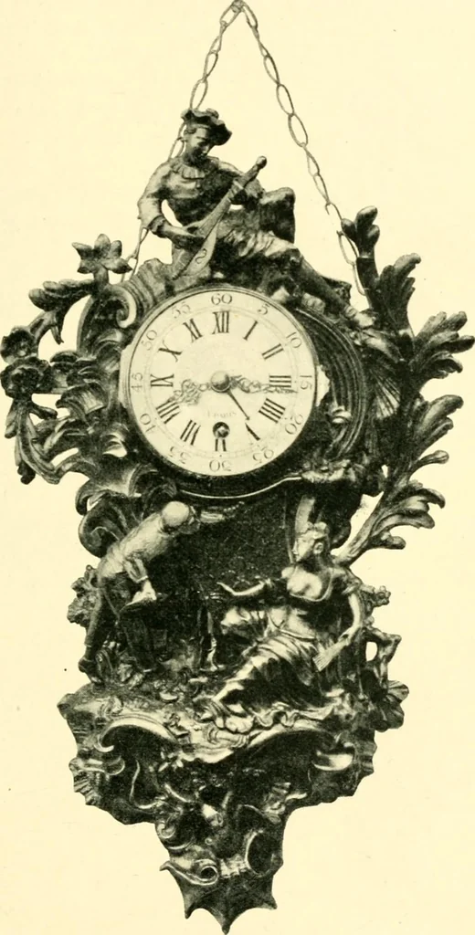 An illustration from Old clocks and watches & their makers, being an historical and descriptive account of the different styles of clocks and watches of the past, in England and abroad, to which is added a list of ten thousand makers, 1904, leaf 414