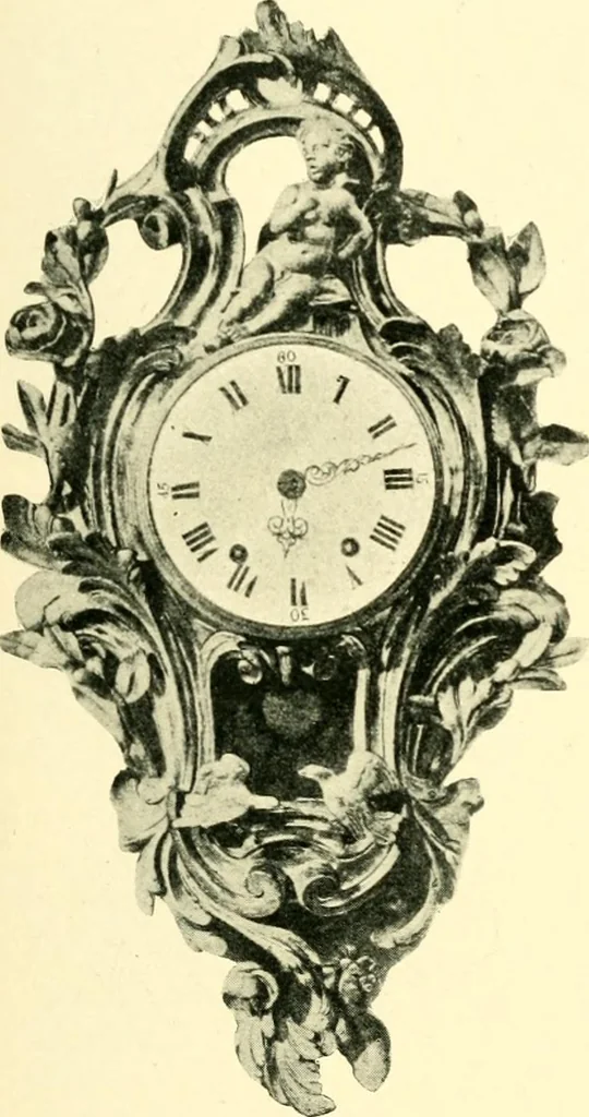 An illustration from Old clocks and watches & their makers, being an historical and descriptive account of the different styles of clocks and watches of the past, in England and abroad, to which is added a list of ten thousand makers, 1904, leaf 416