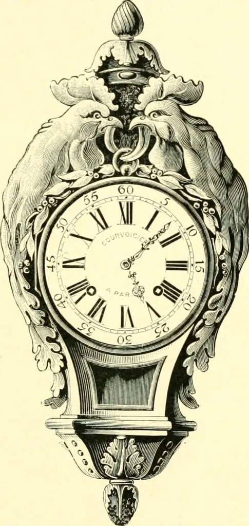 An illustration from Old clocks and watches & their makers, being an historical and descriptive account of the different styles of clocks and watches of the past, in England and abroad, to which is added a list of ten thousand makers, 1904, leaf 416