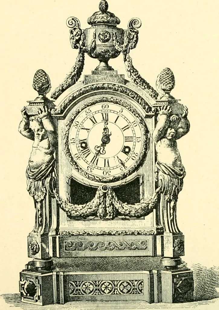 An illustration from Old clocks and watches & their makers, being an historical and descriptive account of the different styles of clocks and watches of the past, in England and abroad, to which is added a list of ten thousand makers, 1904, leaf 421