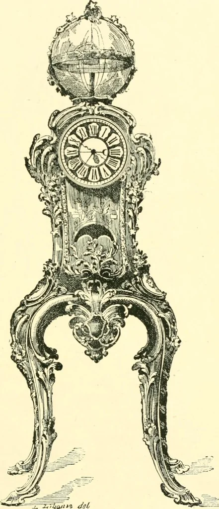 An illustration from Old clocks and watches & their makers, being an historical and descriptive account of the different styles of clocks and watches of the past, in England and abroad, to which is added a list of ten thousand makers, 1904, leaf 422