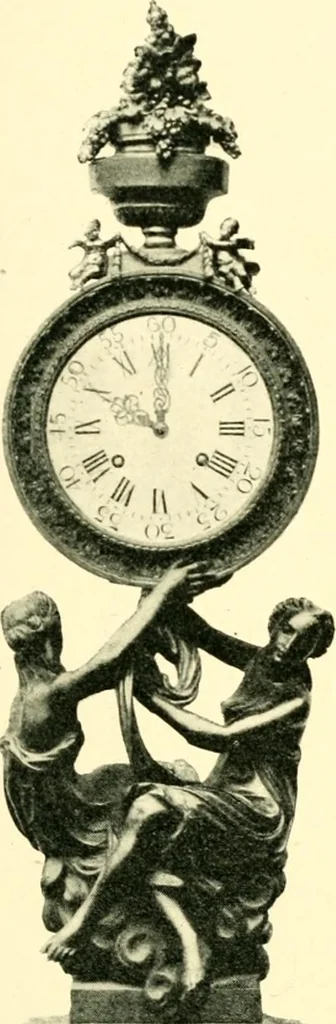 An illustration from Old clocks and watches & their makers, being an historical and descriptive account of the different styles of clocks and watches of the past, in England and abroad, to which is added a list of ten thousand makers, 1904, leaf 424