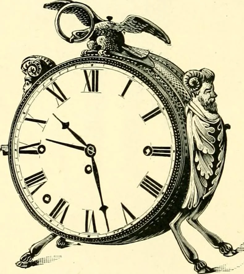 An illustration from Old clocks and watches & their makers, being an historical and descriptive account of the different styles of clocks and watches of the past, in England and abroad, to which is added a list of ten thousand makers, 1904, leaf 439