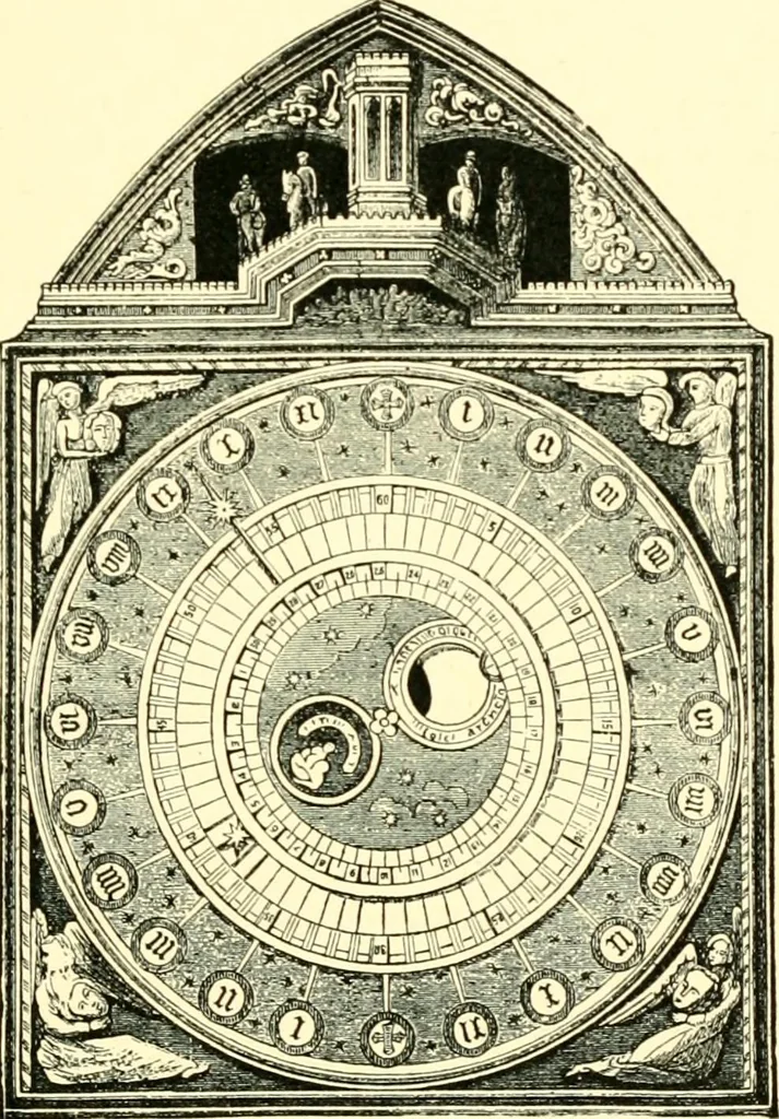 An illustration from Old clocks and watches & their makers, being an historical and descriptive account of the different styles of clocks and watches of the past, in England and abroad, to which is added a list of ten thousand makers, 1904, leaf 44
