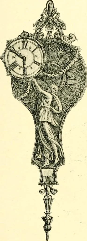 An illustration from Old clocks and watches & their makers, being an historical and descriptive account of the different styles of clocks and watches of the past, in England and abroad, to which is added a list of ten thousand makers, 1904, leaf 444
