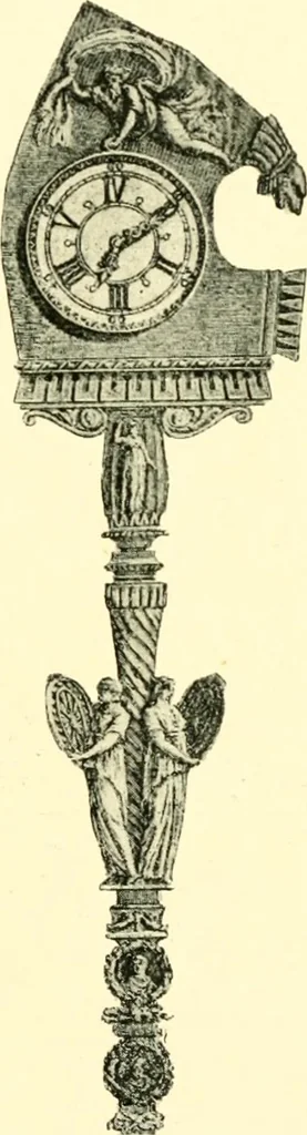 An illustration from Old clocks and watches & their makers, being an historical and descriptive account of the different styles of clocks and watches of the past, in England and abroad, to which is added a list of ten thousand makers, 1904, leaf 444