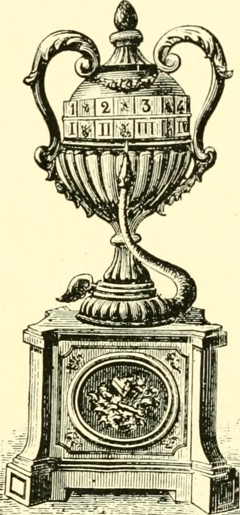 An illustration from Old clocks and watches & their makers, being an historical and descriptive account of the different styles of clocks and watches of the past, in England and abroad, to which is added a list of ten thousand makers, 1904, leaf 450