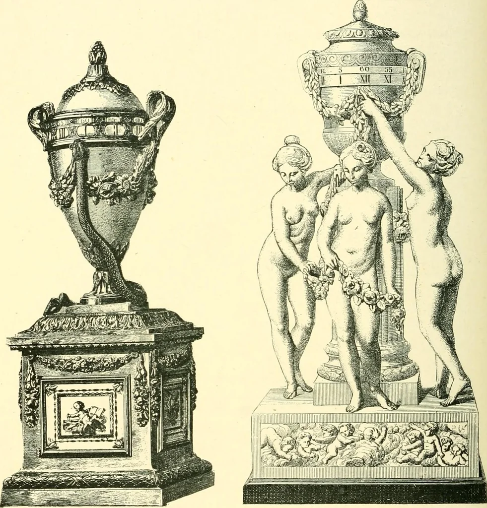 An illustration from Old clocks and watches & their makers, being an historical and descriptive account of the different styles of clocks and watches of the past, in England and abroad, to which is added a list of ten thousand makers, 1904, leaf 451