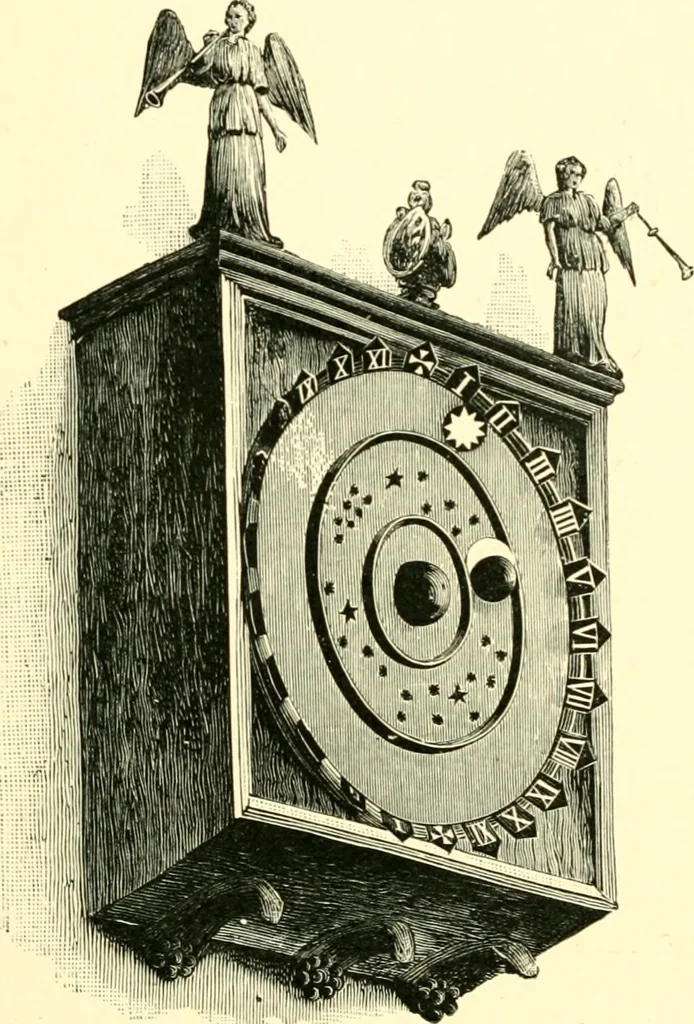 An illustration from Old clocks and watches & their makers, being an historical and descriptive account of the different styles of clocks and watches of the past, in England and abroad, to which is added a list of ten thousand makers, 1904, leaf 46