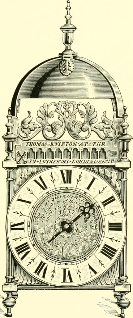 An illustration from Old clocks and watches & their makers, being an historical and descriptive account of the different styles of clocks and watches of the past, in England and abroad, to which is added a list of ten thousand makers, 1904, leaf 464