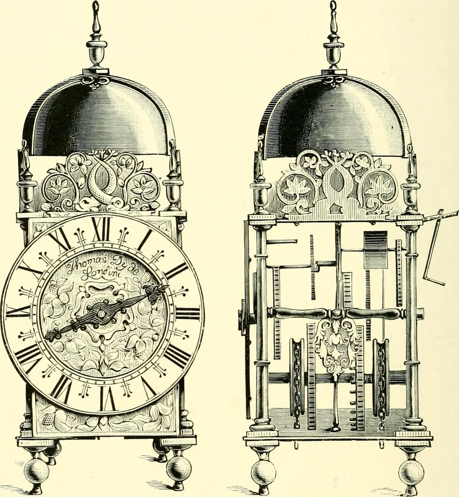 An illustration from Old clocks and watches & their makers, being an historical and descriptive account of the different styles of clocks and watches of the past, in England and abroad, to which is added a list of ten thousand makers, 1904, leaf 465