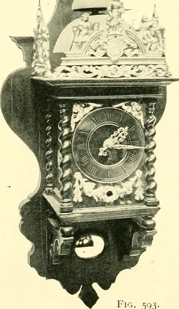 An illustration from Old clocks and watches & their makers, being an historical and descriptive account of the different styles of clocks and watches of the past, in England and abroad, to which is added a list of ten thousand makers, 1904, leaf 471