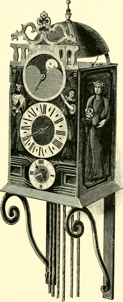 An illustration from Old clocks and watches & their makers, being an historical and descriptive account of the different styles of clocks and watches of the past, in England and abroad, to which is added a list of ten thousand makers, 1904, leaf 472
