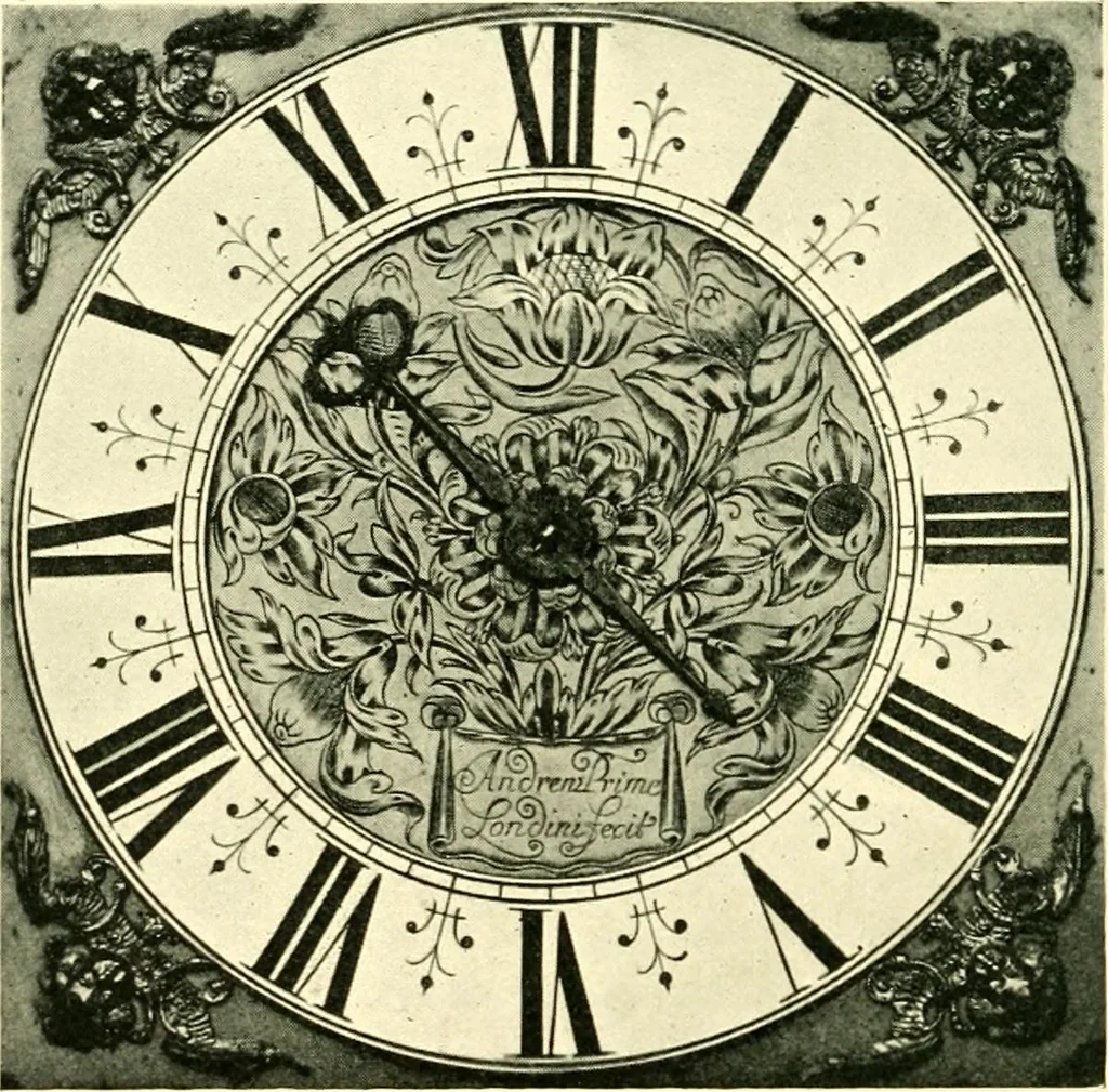 An illustration from Old clocks and watches & their makers, being an historical and descriptive account of the different styles of clocks and watches of the past, in England and abroad, to which is added a list of ten thousand makers, 1904, leaf 475
