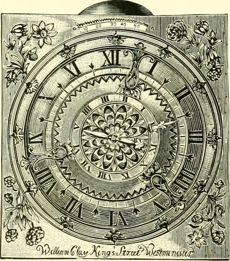 An illustration from Old clocks and watches & their makers, being an historical and descriptive account of the different styles of clocks and watches of the past, in England and abroad, to which is added a list of ten thousand makers, 1904, leaf 477