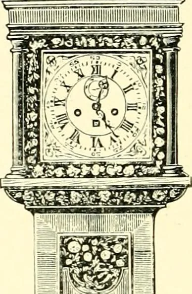 An illustration from Old clocks and watches & their makers, being an historical and descriptive account of the different styles of clocks and watches of the past, in England and abroad, to which is added a list of ten thousand makers, 1904, leaf 497