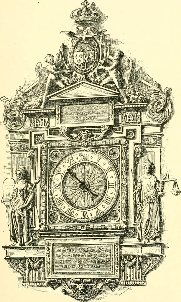 An illustration from Old clocks and watches & their makers, being an historical and descriptive account of the different styles of clocks and watches of the past, in England and abroad, to which is added a list of ten thousand makers, 1904, leaf 50