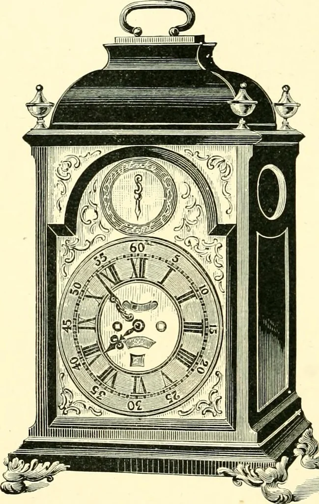An illustration from Old clocks and watches & their makers, being an historical and descriptive account of the different styles of clocks and watches of the past, in England and abroad, to which is added a list of ten thousand makers, 1904, leaf 521