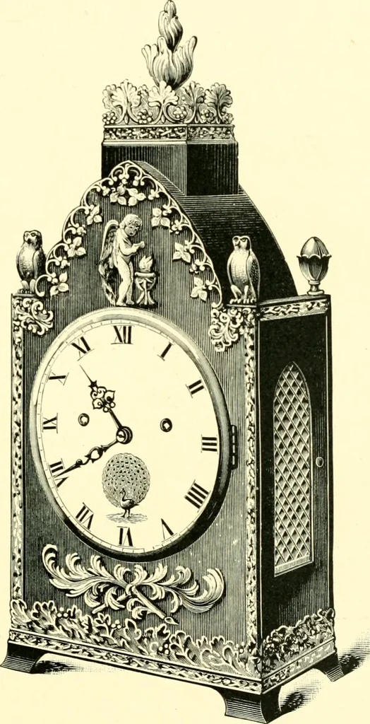 An illustration from Old clocks and watches & their makers, being an historical and descriptive account of the different styles of clocks and watches of the past, in England and abroad, to which is added a list of ten thousand makers, 1904, leaf 522