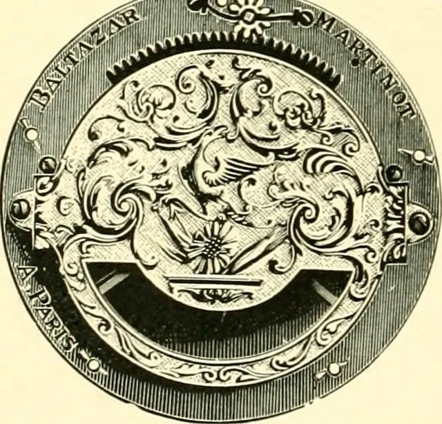 An illustration from Old clocks and watches & their makers, being an historical and descriptive account of the different styles of clocks and watches of the past, in England and abroad, to which is added a list of ten thousand makers, 1904, leaf 541